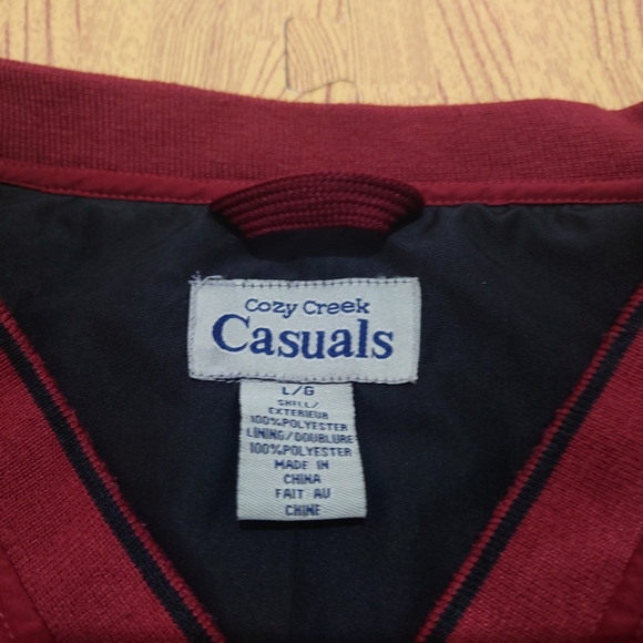 Vintage 90s Windbreaker Sweatshirt Men's Large Red Long Sleeve Rotary Club - Picture 4 of 14